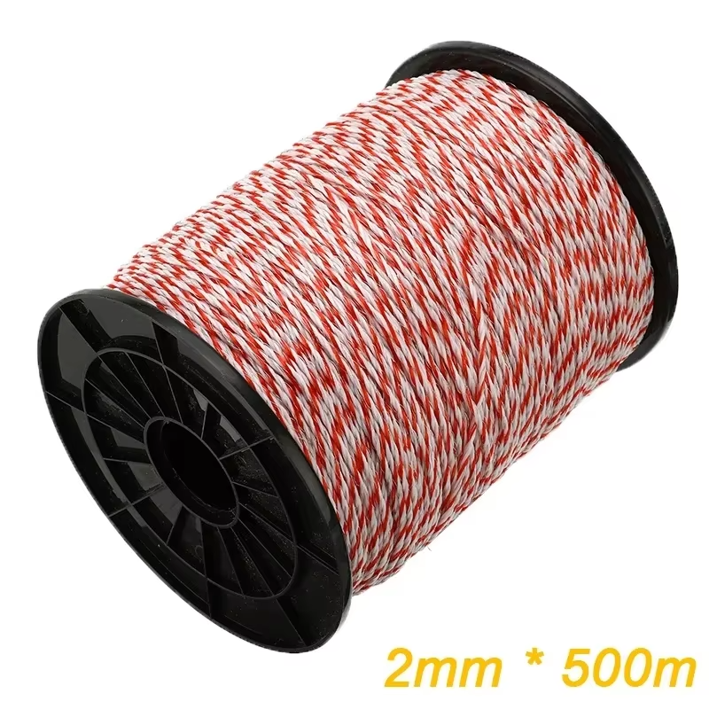 Electric Fence Polywire 2mm – 200m / 500m High-Visibility Red & White | Cattle Horse Sheep
