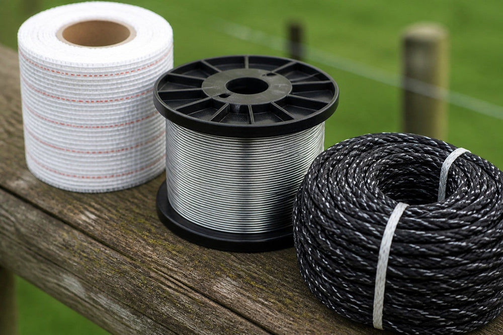 Electric fence wire options: polytape, polywire and galvanized steel