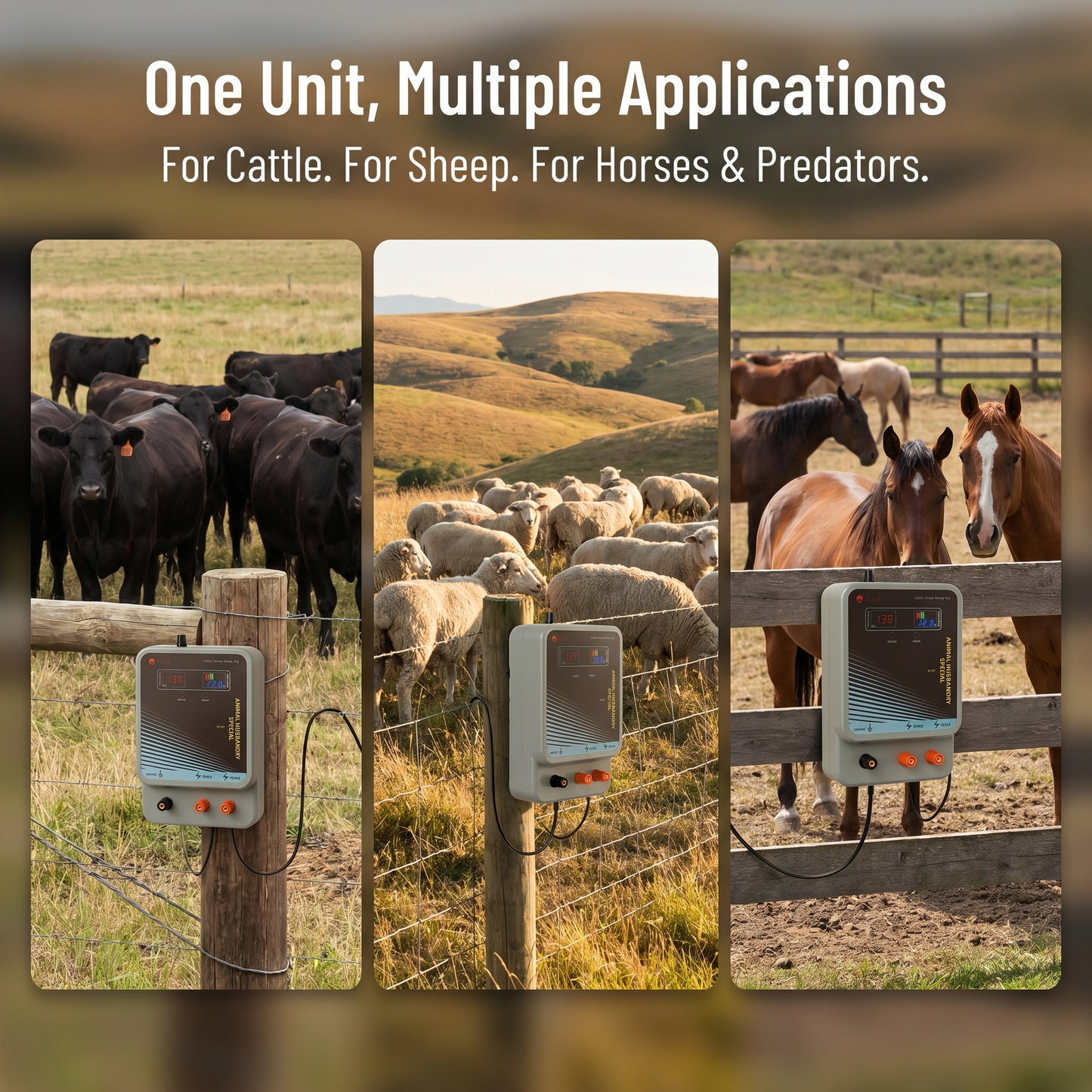 Electric Fence Charger 12V LCD & Alarm & Remote – 12 Miles 20KM for Cattle Sheep Horse Pig
