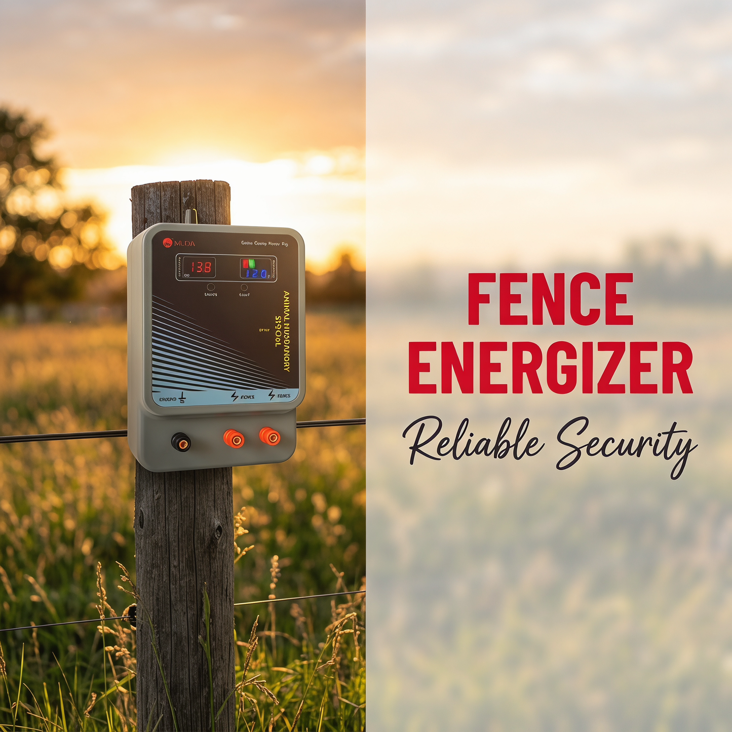 Electric Fence Charger 12V LCD & Alarm & Remote – 12 Miles 20KM for Cattle Sheep Horse Pig