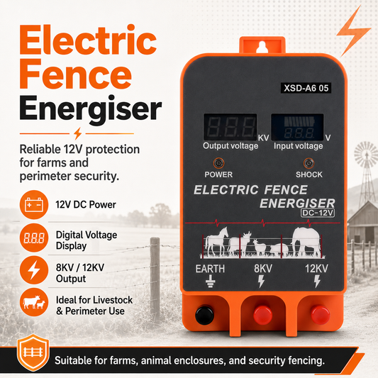 5-10KM Electric Fence Energizer 2.5 Joule With LCD Display 12V Energizer Controller for Farm Livestock