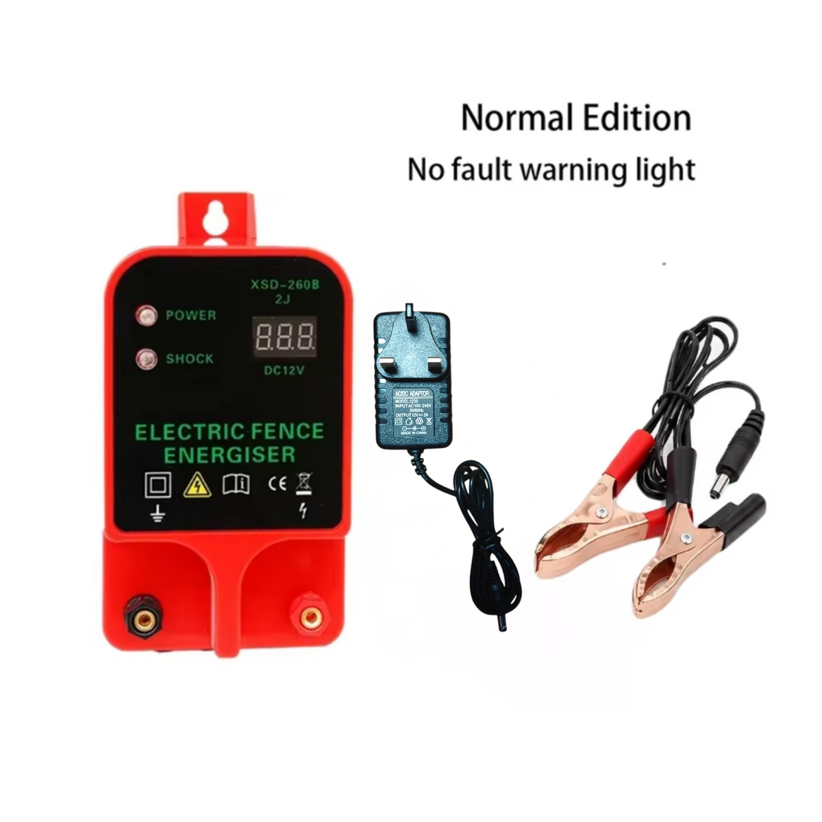 Electric Fence Charger 12V Battery XSD-260 Series – 2 Joules 6 Miles, with or without Alarm for Cattle Horse Sheep