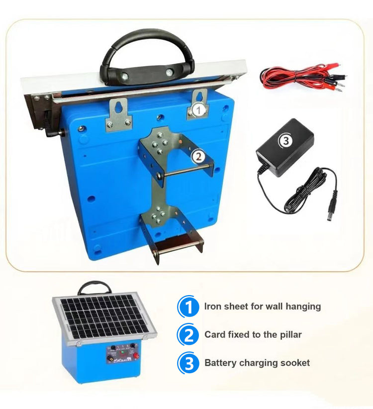 20 Miles Solar Electric Fence Charger, 0.5J Energizer Controller for Livestock without Battery