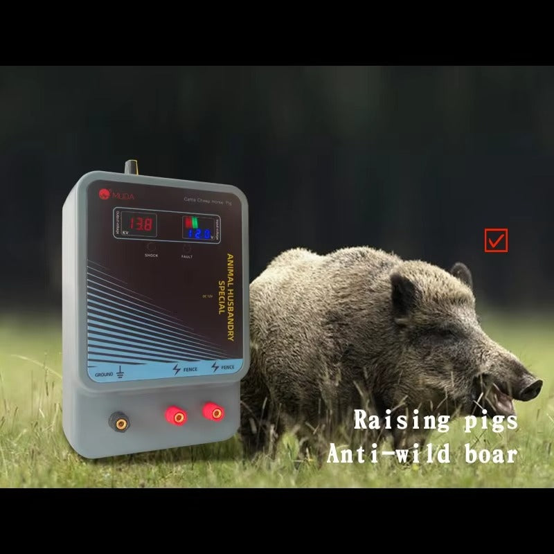 Electric Fence Charger 12V LCD & Alarm & Remote – 12 Miles 20KM for Cattle Sheep Horse Pig
