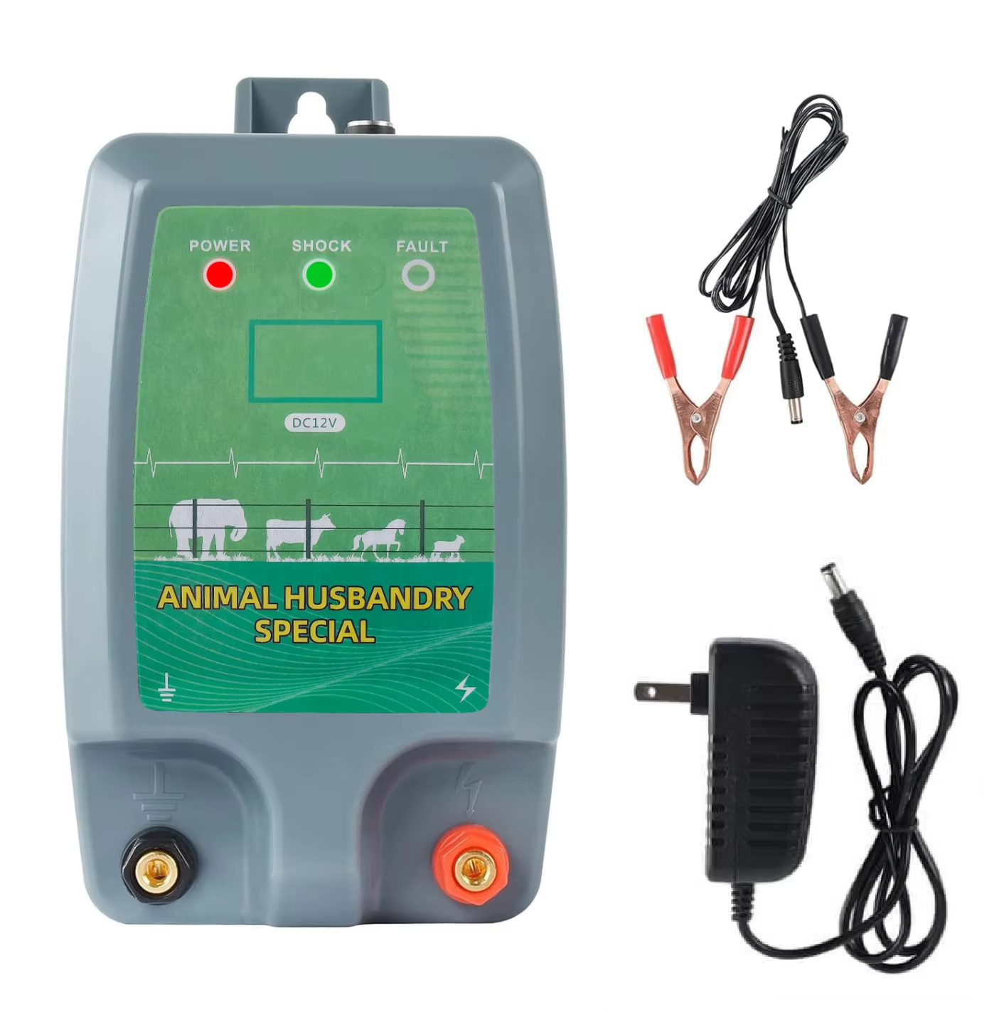 Electric Fence Charger Battery Powered 12V – 6 Miles / 40 Acres for Cattle Horse Sheep