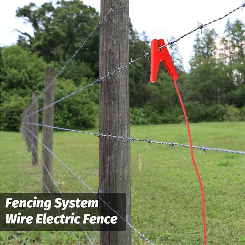 Electric Fence Jumper Lead Cables – Red & Green Crocodile Clips Connect Energizer to Fence & Ground