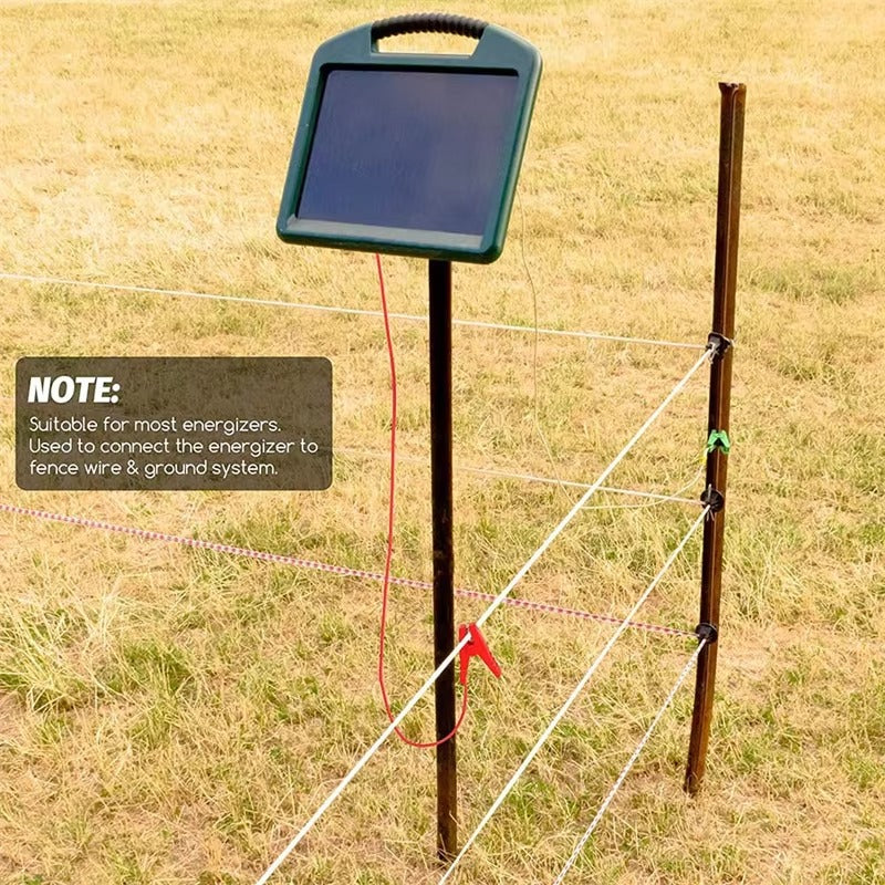 Electric Fence Jumper Lead Cables – Red & Green Crocodile Clips Connect Energizer to Fence & Ground