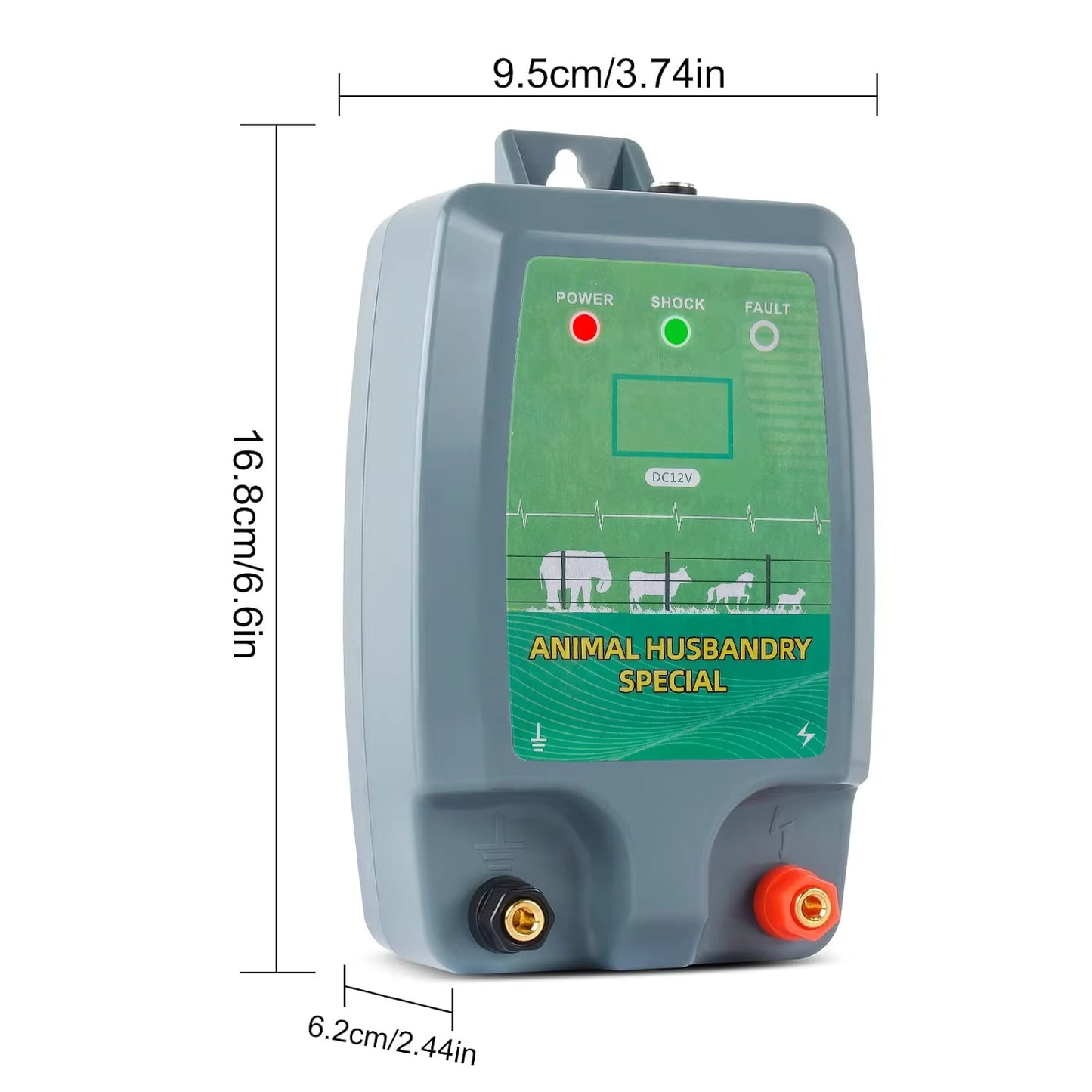 Electric Fence Charger Battery Powered 12V – 6 Miles / 40 Acres for Cattle Horse Sheep