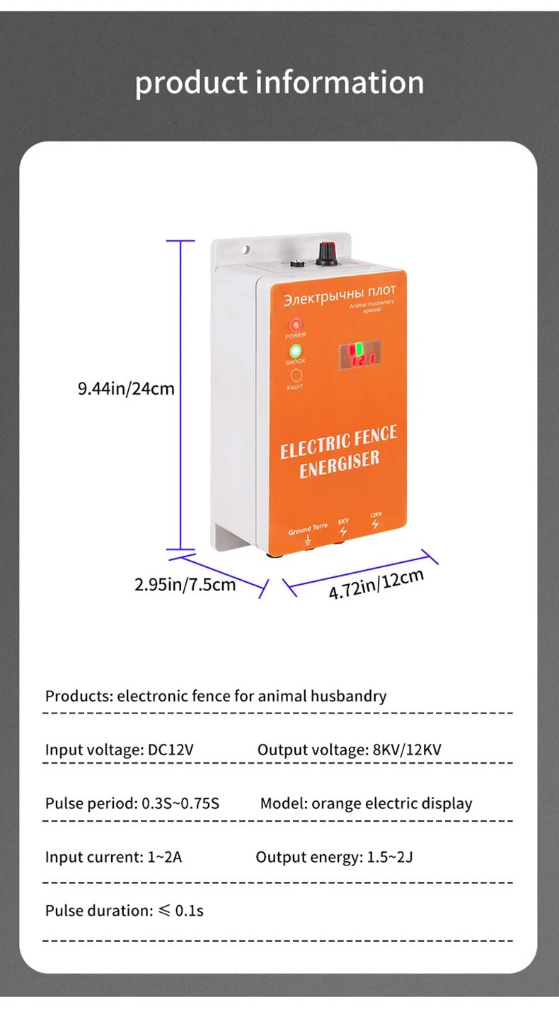 electronic fence energizer 2J electric fence pulser pasture energy controller with alarm