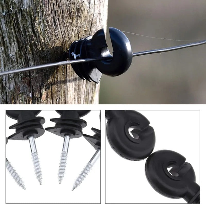 Electric Fence Ring Insulators Screw-in – 50 / 100 Pcs for Wood Posts | UV Resistant