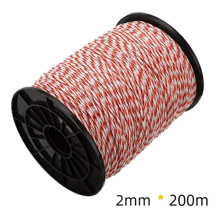 Electric Fence Polywire 2mm – 200m / 500m High-Visibility Red & White | Cattle Horse Sheep