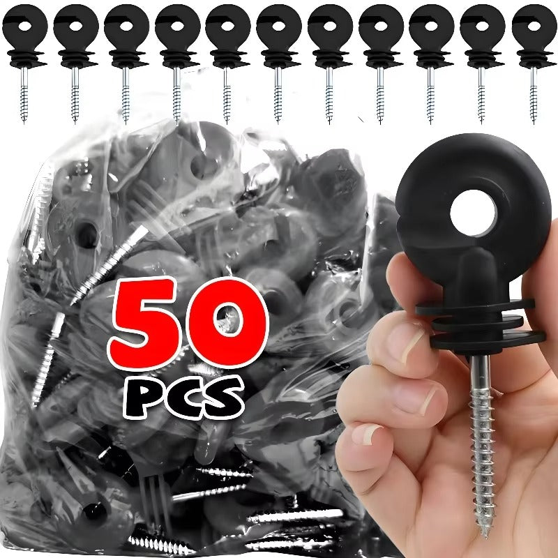 Electric Fence Ring Insulators Screw-in – 50 / 100 Pcs for Wood Posts | UV Resistant