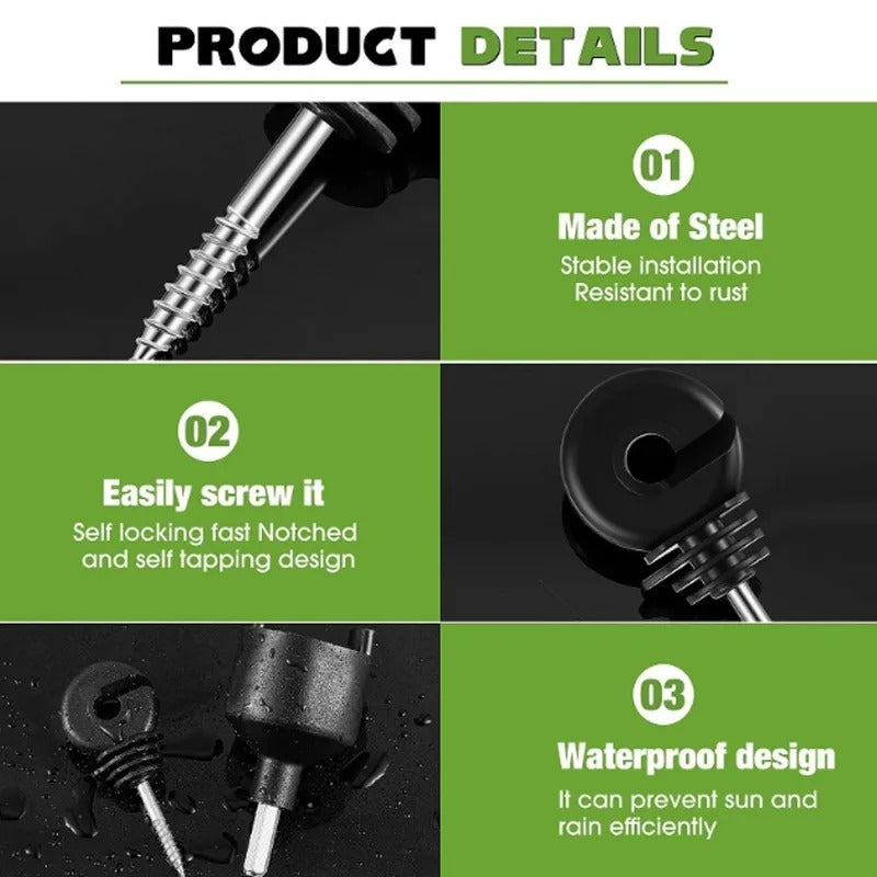 Electric Fence Ring Insulators Screw-in – 50 / 100 Pcs for Wood Posts | UV Resistant