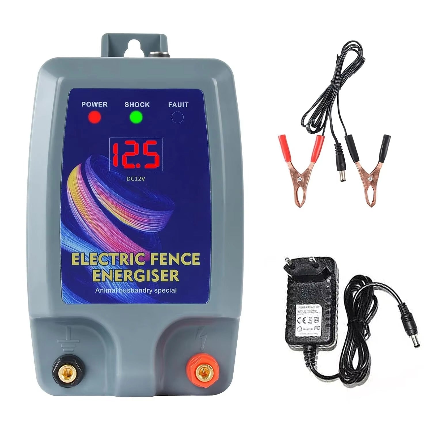 LIFE-ALL 10KM Electric Shepherd for Cattle Animals Farm Electric Shepherd Energizer Livestock LCD Panel Charger High Voltage Pulse