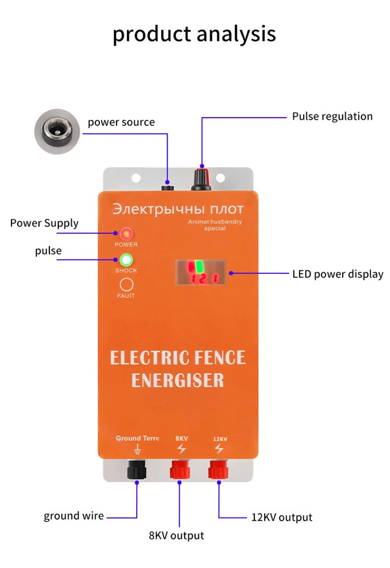 electronic fence energizer 2J electric fence pulser pasture energy controller with alarm