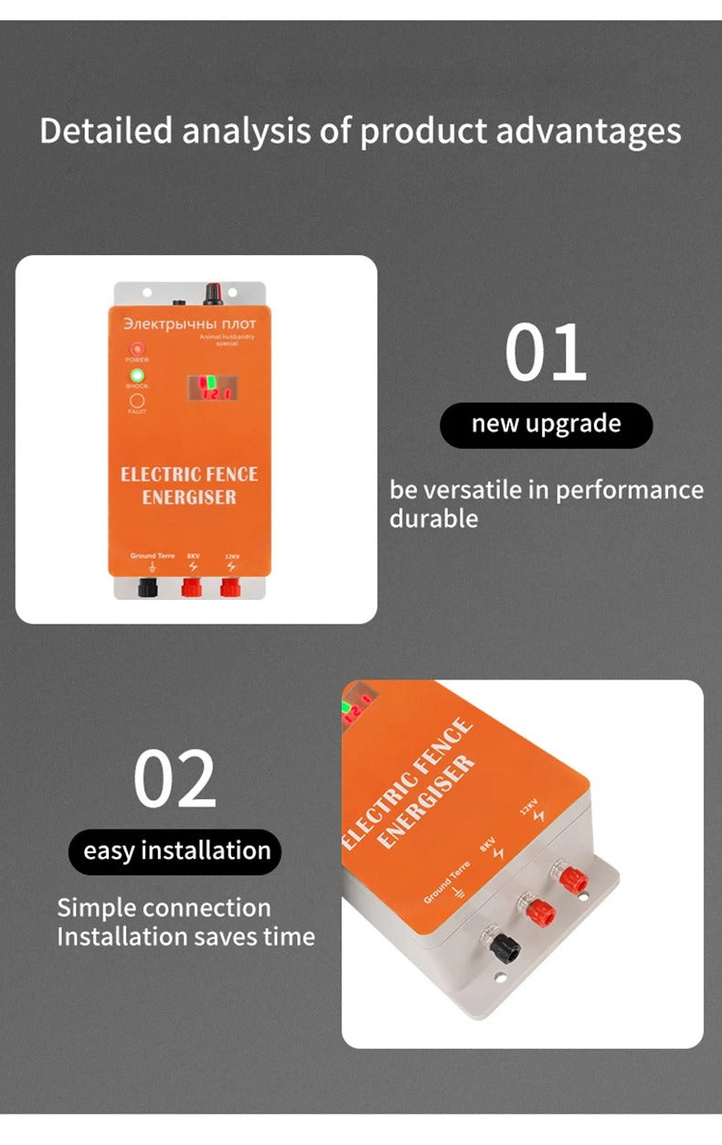 electronic fence energizer 2J electric fence pulser pasture energy controller with alarm