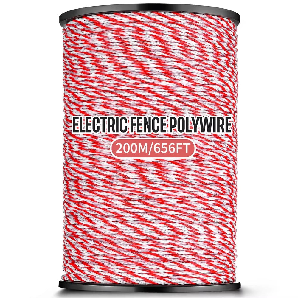 Electric Fence Polywire 2mm – 200m / 500m High-Visibility Red & White | Cattle Horse Sheep