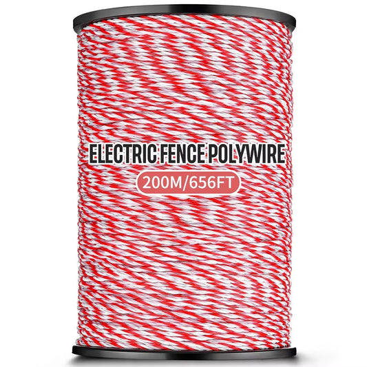 Electric Fence Polywire 2mm – 200m / 500m High-Visibility Red & White | Cattle Horse Sheep
