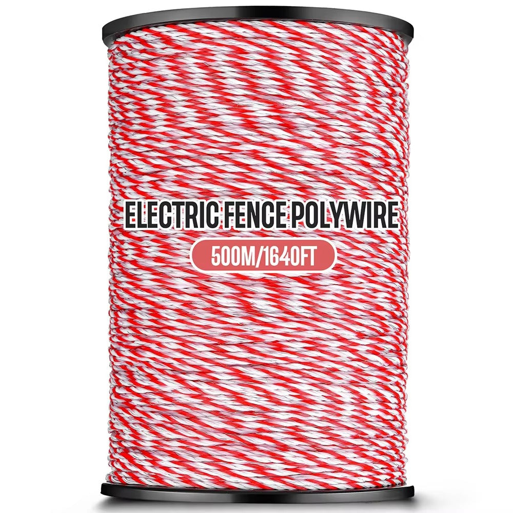 Electric Fence Polywire 2mm – 200m / 500m High-Visibility Red & White | Cattle Horse Sheep
