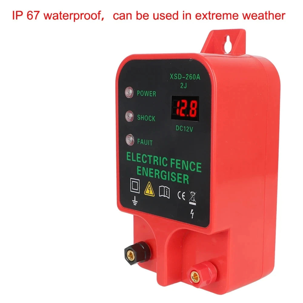 Electric Fence Charger 12V Battery – XSD-260B 2 Joules 6 Miles for Cattle Horse Sheep