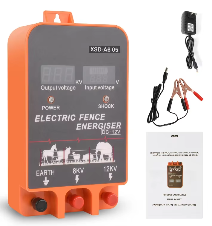 5-10KM Electric Fence Energizer 2.5 Joule With LCD Display 12V Energizer Controller for Farm Livestock