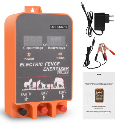 5-10KM Electric Fence Energizer 2.5 Joule With LCD Display 12V Energizer Controller for Farm Livestock